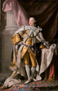 Roi George III en robes de couronnement Allan Ramsay portraiture classicisme Peinture à l'huile